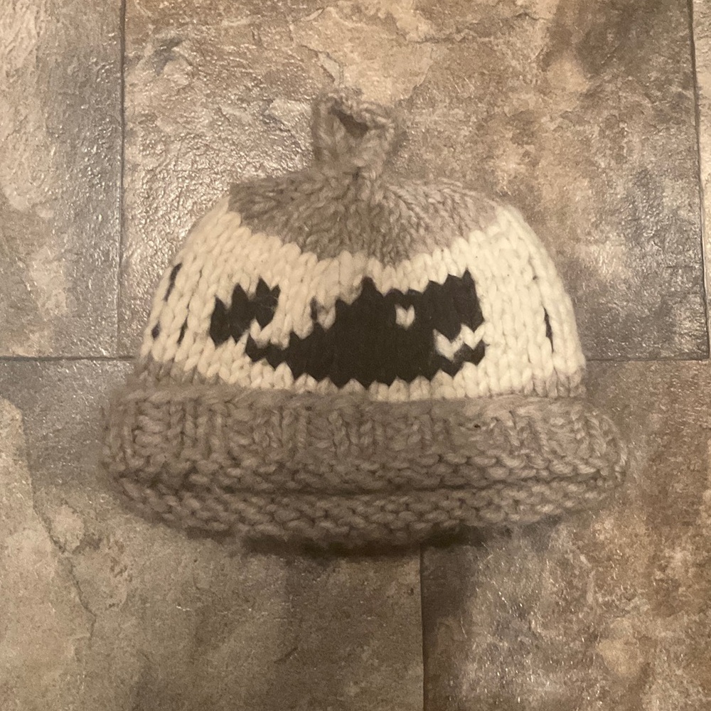 Cozy Knit Beanie with Black and Cream Design